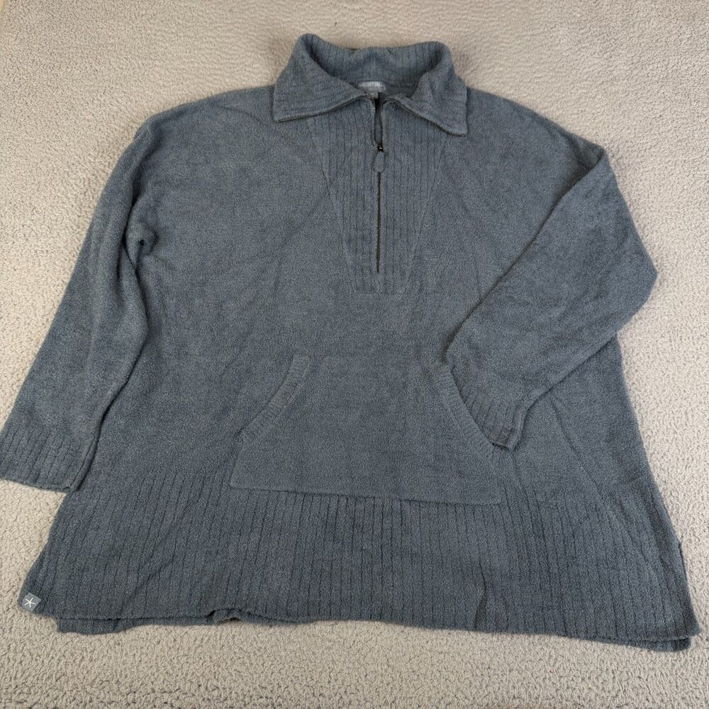 BAREFOOT DREAMS Sweater Womens 3X Blue CozyChic 1/4 Zip Tunic BDWCL21476